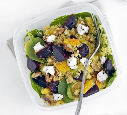 Beet, spinach & goat’s cheese couscous