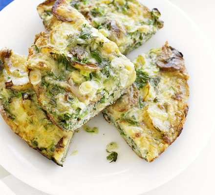 Potato, spring onion, dill & cheese frittata