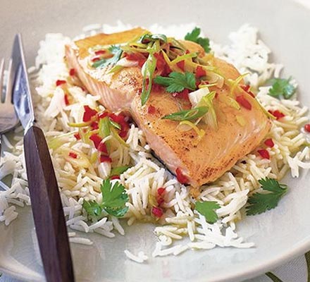 Salmon with chilli & lime butter