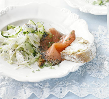 Creamy cucumber with gravadlax