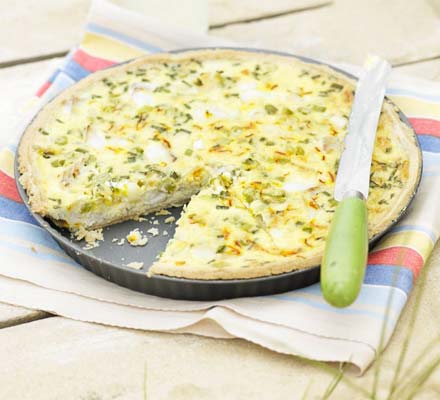 Smoked haddock, spring onion & saffron tart