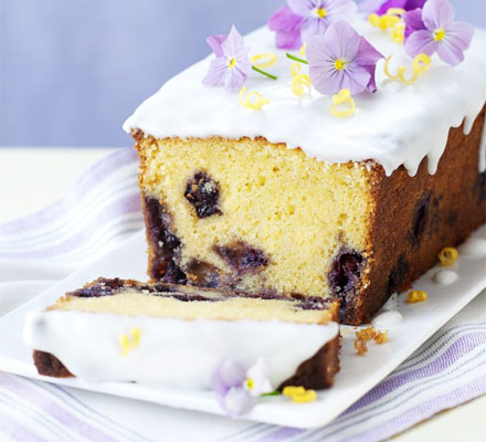 Lemon curd & blueberry loaf cake