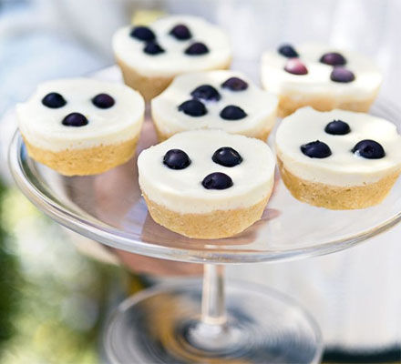 Blueberry lemon cakes with cheesecake topping