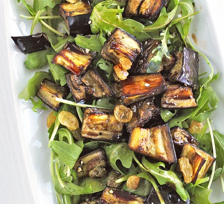 Marinated aubergine & rocket salad