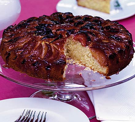 Glazed plum cake