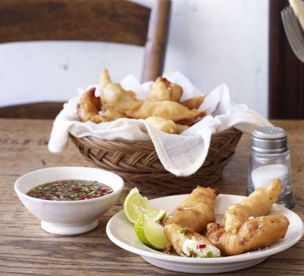 Sole goujons with Thai sauce