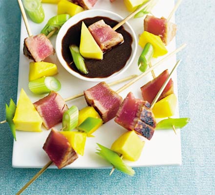 Teriyaki tuna skewers