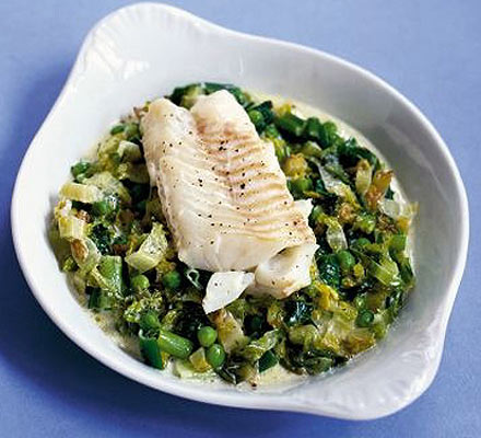 Fish with peas & lettuce