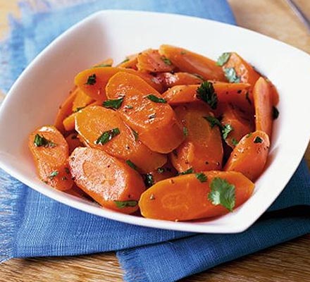 Hot dressed carrots with coriander