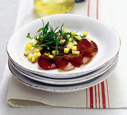 Bresaola with exotic fruit salsa