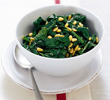 Spinach with pine nuts & garlic