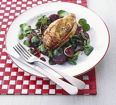 Chicken with beetroot & watercress