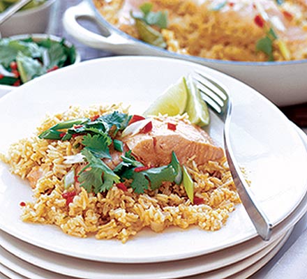 Thai coconut rice with salmon