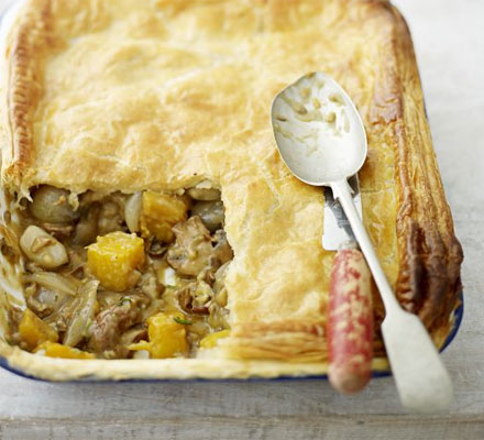 Mushroom, shallot & squash pie