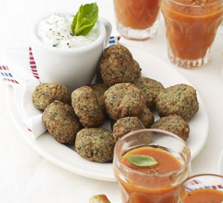 Spinach & feta falafel bites