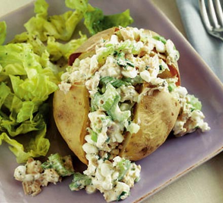 Spuds stuffed with tuna & chives