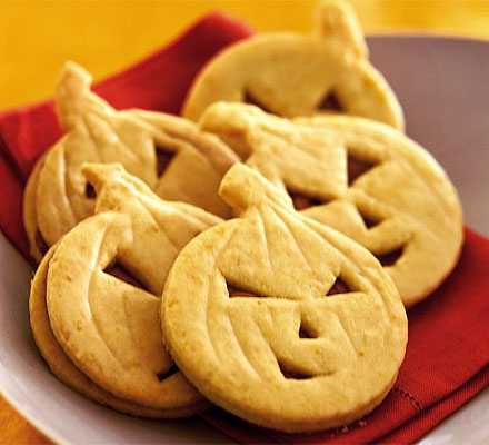Orange pumpkin face cookies