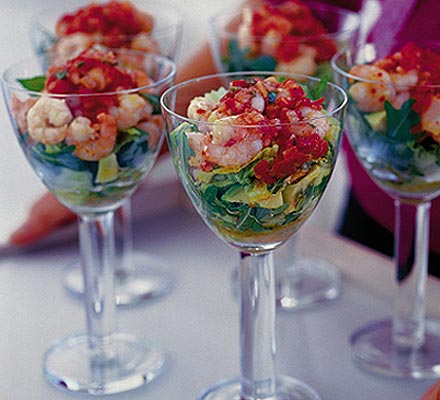 Spicy prawn cocktail with tomato & coriander dressing