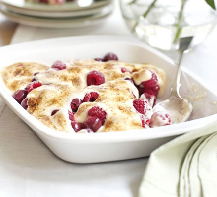 Cherry & raspberry gratin