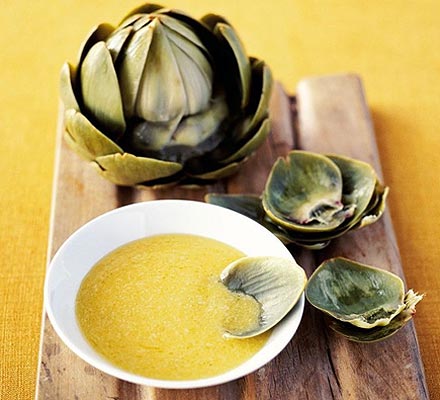 Artichokes with Parmesan butter sauce