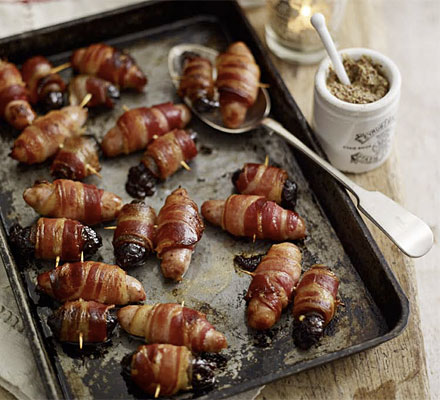 Bacon, sausage & prune rolls