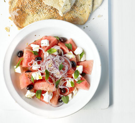 Watermelon & feta salad with crispbread