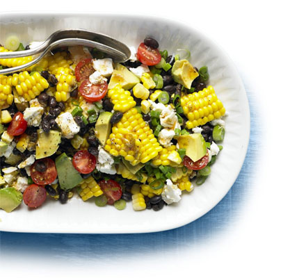 Spicy corn, black bean & feta salad