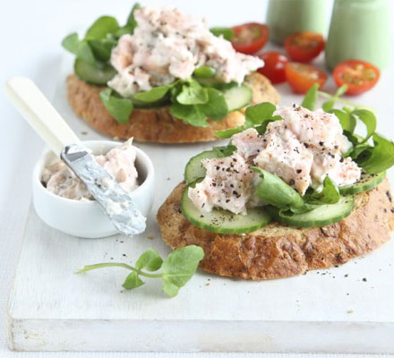 Smoked trout & cucumber open sandwiches