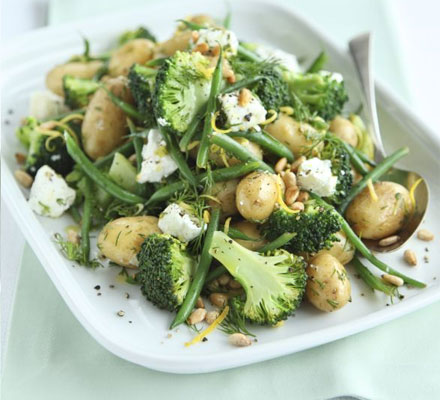 Lemony potato, broccoli & goat’s cheese salad