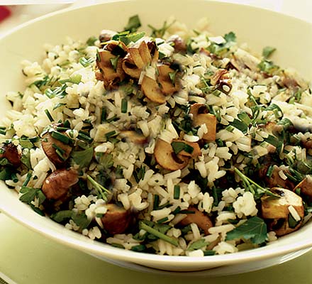 Lemony mushroom & herb rice