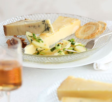 Cheese with pickled pear salad
