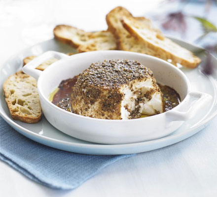 Coriander-baked ricotta with pomegranate molasses