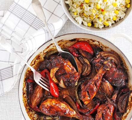 BBQ chicken with corn rice