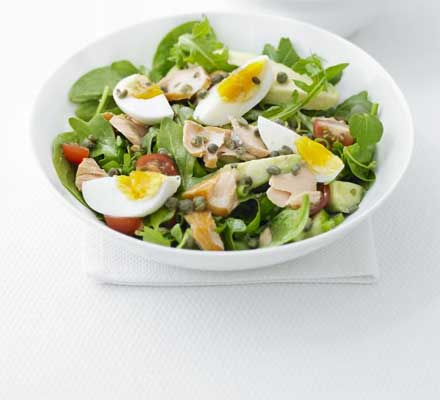 Hot-smoked salmon & egg salad
