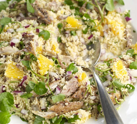 Smoked mackerel, orange & couscous salad