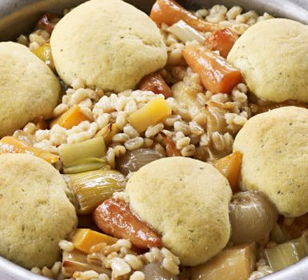 Vegetable stew with herby dumplings