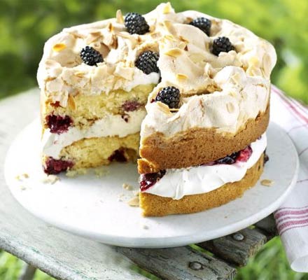 Blackberry & almond meringue cake