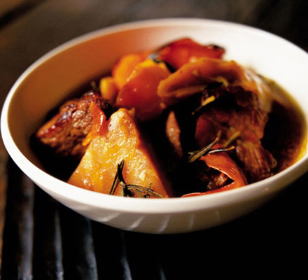 Slow-cooked celeriac with pork & orange