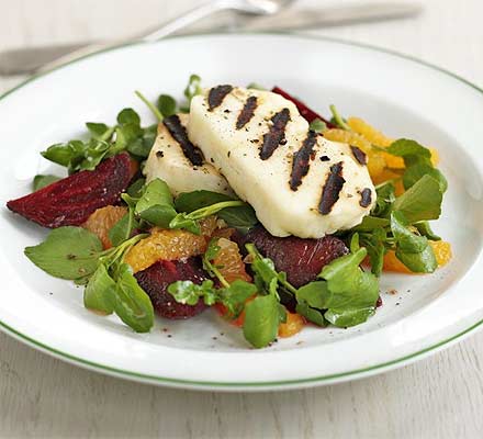 Griddled halloumi with beetroot & orange