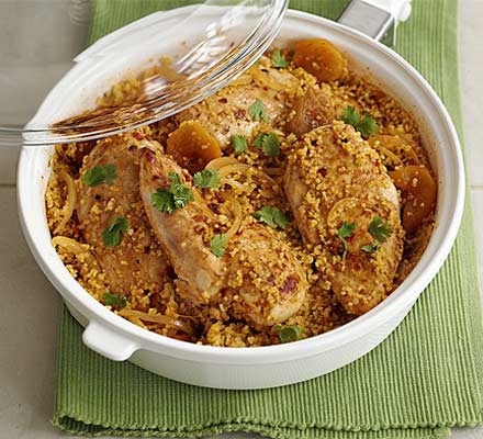 Harissa-spiced chicken with bulgur wheat