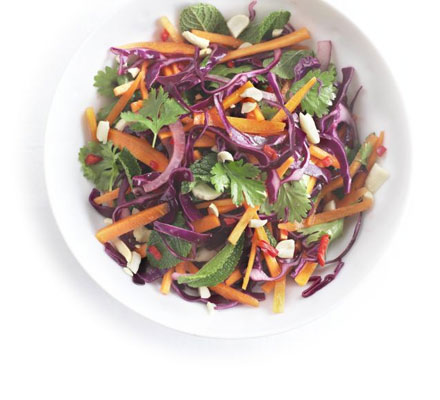 Tangy carrot, red cabbage & onion salad