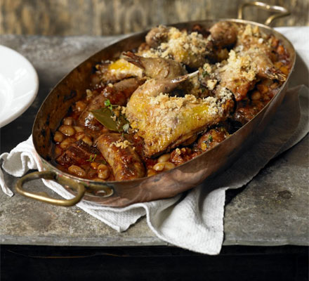 Cassoulet of bacon & Toulouse sausage with confit pheasant