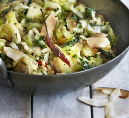 Gujarati cabbage with coconut & potato