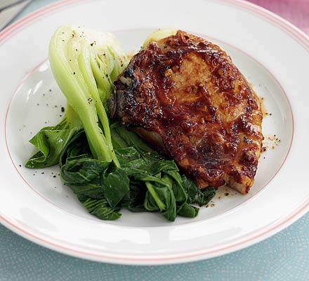 Barbecue pork with bok choi