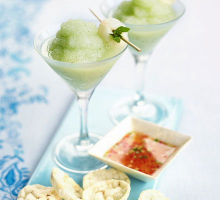 Frozen lychee & mint cocktails