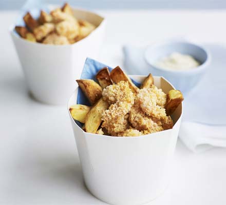 Cheat’s scampi with chunky chips
