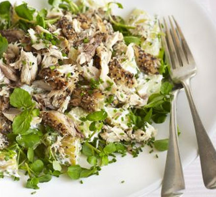 Peppered mackerel, new potato & watercress salad