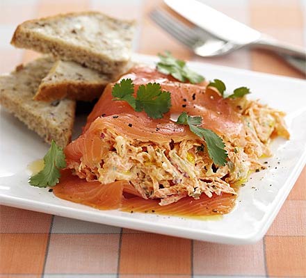 Smoked salmon layer