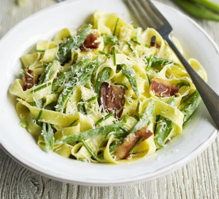 Fettuccine with beans & pancetta