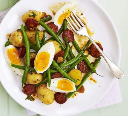 Chorizo & soft-boiled egg salad